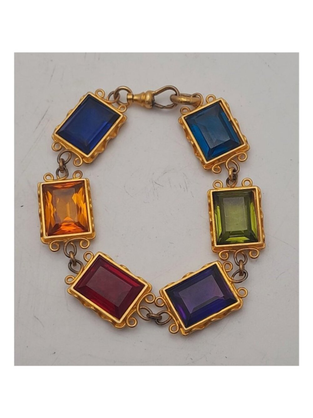 Vintage Mish Tworkowski Jewelry Set Gripoix Set in Gold Tone Bracelet Earrings - Picture 5 of 10